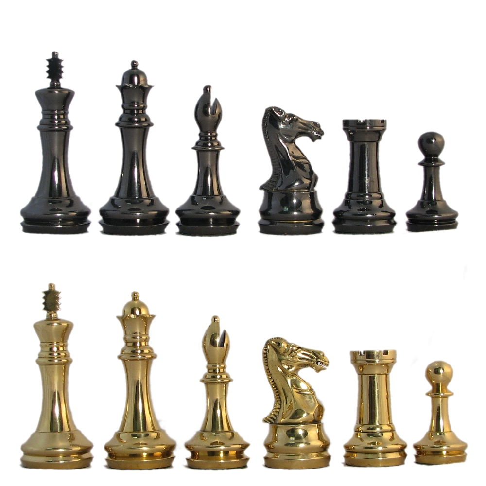 4" Ultra Weight Brass Staunton Chess Pieces