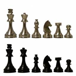 4 1/2" Black & Silver Aluminum Metal Staunton Chess Pieces