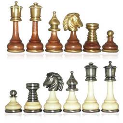 Brass & Wood Persian Staunton Chess Pieces