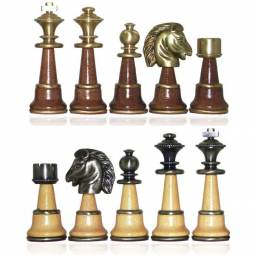5" Deluxe Italian Brass & Wood Staunton Chess Pieces
