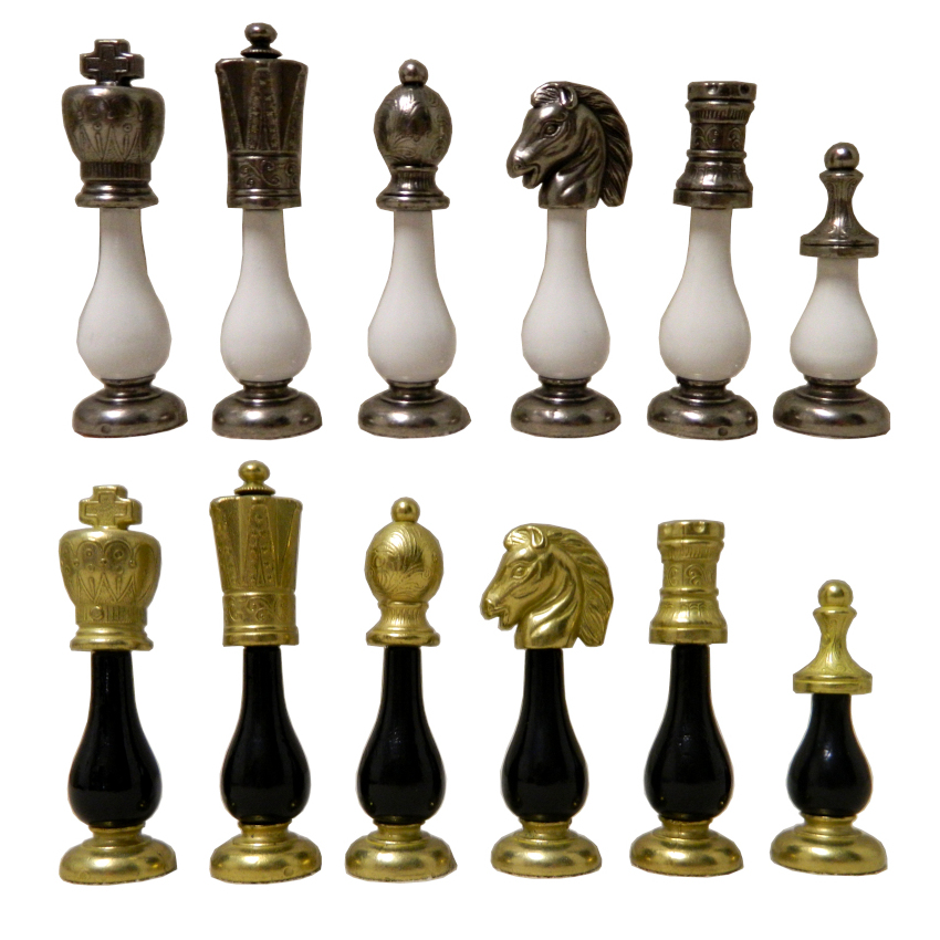 20 Heirloom Italian Solid Brass and Wood Staunton Chess Set