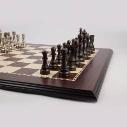 23" Silver and Black Velites Staunton Metal Chess Set