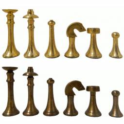 3" Brass and Black Modern Staunton Chess Pieces