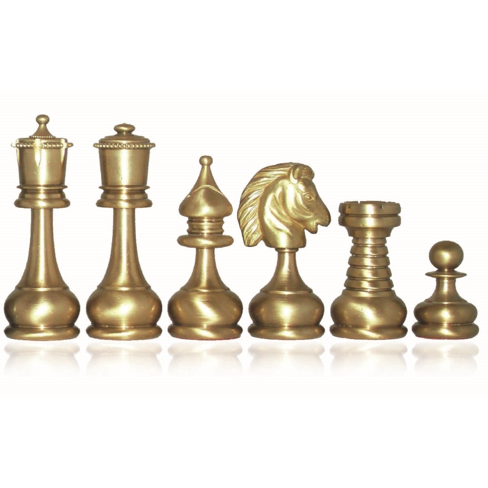 The Brass Staunton solid Brass Chess Pieces Brass & Antique Stain Coated  3.5 Chess Pieces