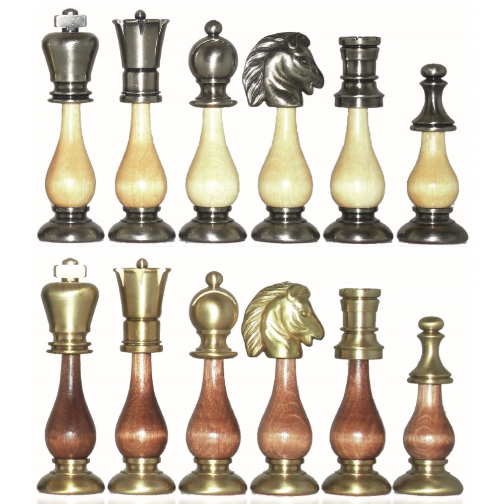 The Brass Staunton solid Brass Chess Pieces Brass & Antique Stain Coated  3.5 Chess Pieces