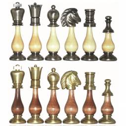 LARGE 4 3/8" King Copper & Gold Finish Staunton Chess Men Set NO board 
