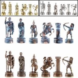 Egyptian Roman War Metal Pewter Chessmen Pieces Figures 2 1/2" King New 