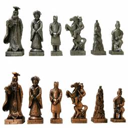 3 3/8" Chinese Qin Dynasty Pewter Chess Pieces