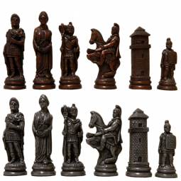 4 1/4" Romans Metal Finish Crushed Stone Chess Pieces