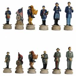 3 1/4" Hand Painted Civil War Polystone Chess Pieces