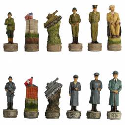 3 1/4" World War II Hand Painted Polystone Chess Pieces