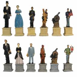 4 1/2" Hand Painted Civil War Polystone Chess Pieces