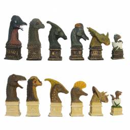Dinosaur Theme Hand Painted Polystone Chess Pieces