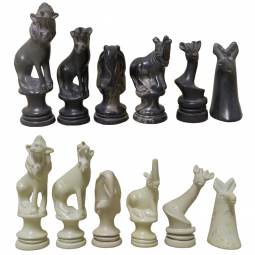 Black & White African Animals Chess Pieces