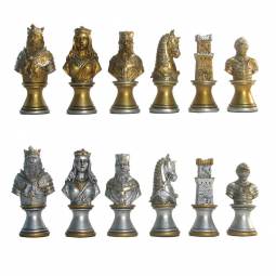 3" Hand Painted Polystone Medieval Pedestal Chess Pieces