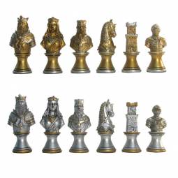 Medieval Style Metal Chess Set With Beautiful Leatherlike Box