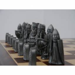 3 1/2" Pewter & Copper Finish Isle Of Lewis Crushed Stone Chess Pieces