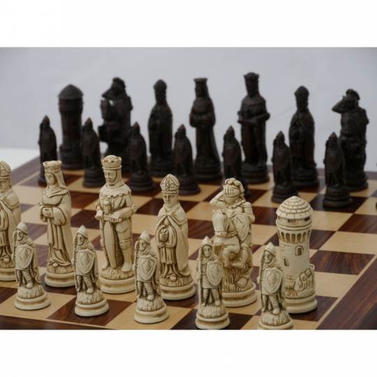 Stone Chess Set 8" Travel Stone Pieces with Stone Board game indoor 