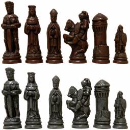4 3/4" Camelot Metal Finish Crushed Stone Chess Pieces