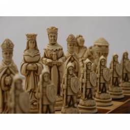 4 3/4" Camelot Red Finish Crushed Stone Chess Pieces