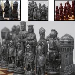4 3/4" Camelot Crushed Stone Chess Pieces