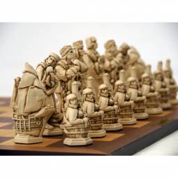 4 3/8" Brown Christopher Columbus Crushed Stone Chess Pieces