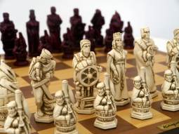 4 3/8" Red Christopher Columbus Crushed Stone Chess Pieces