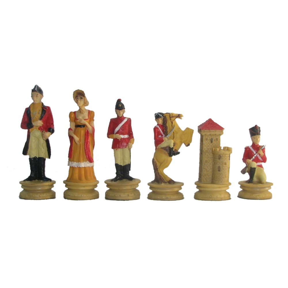 Hand Painted Polystone Large Napoleon vs Wellington Chess Pieces