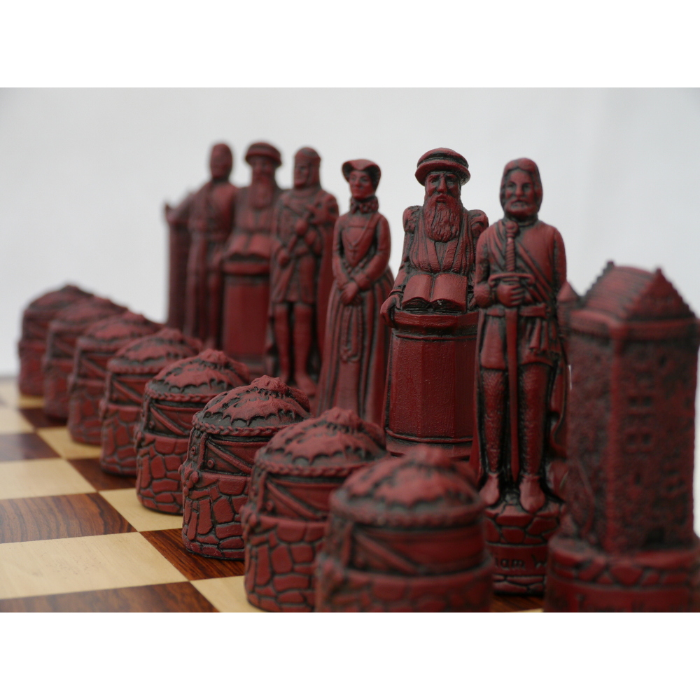 3.25 English vs Scottish Hand Painted Polystone Chess Pieces