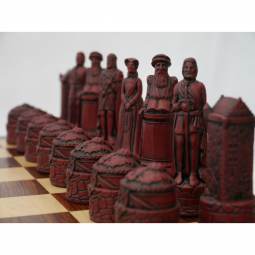 4 1/4" Red English & Scottish Crushed Stone Chess Pieces