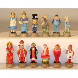 Hand Painted Alice in Wonderland Polystone Chess Pieces
