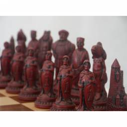 5" Red Shakespeare Crushed Stone Chess Pieces