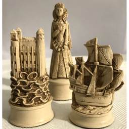 5" Elizabethan Theme Crushed Stone Chess Pieces