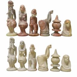 Large Pink & White African Tribe Chess Pieces