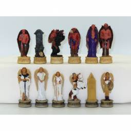 3 1/4" Angels and Devils Hand Painted Polystone Chess Pieces