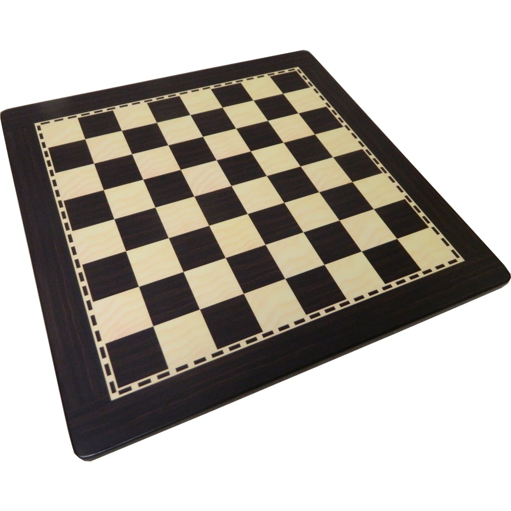 17 1/4" Ebony Black & Maple Wood Chess Board 