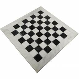 16" Black and White Marble Chess Board with White Border