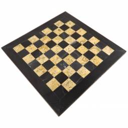 16" Black and Coral Marble Chess Board with Black Border