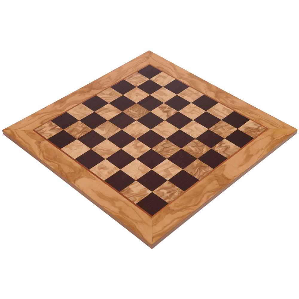 20 Large Olivewood & Wengue Inlaid Wooden Chess Board with 2 Squares