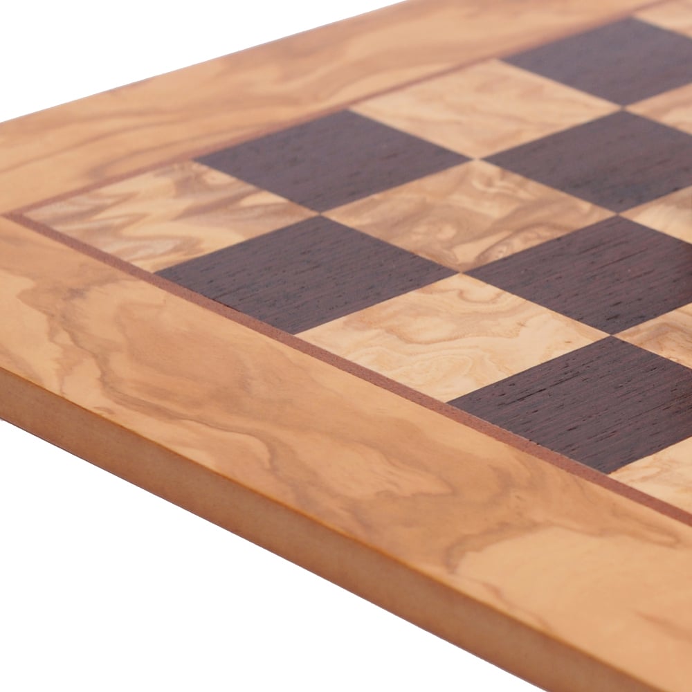 Olive Wood & Black Deluxe Chess Board 2 Squares