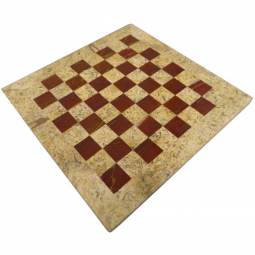 16" Red and Coral Marble Chess Board with Coral Border