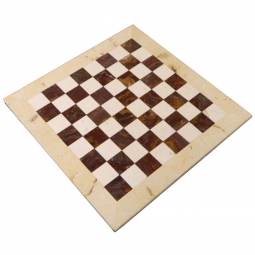 16" Red and Botocino Marble Chess Board with Botocino Border