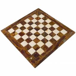16" Botocino and Red Marble Chess Board with Red Border