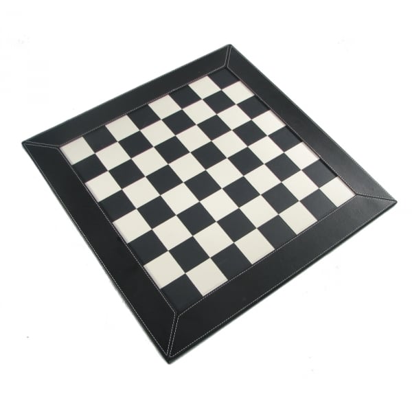 18" Black & White Faux Leatherette Chess Board 1 3/4" Reinforced With MDF New 