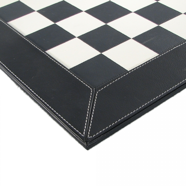 21" Black & White Faux Leatherette Chess Board 2 1/16" Reinforced With MDF New 