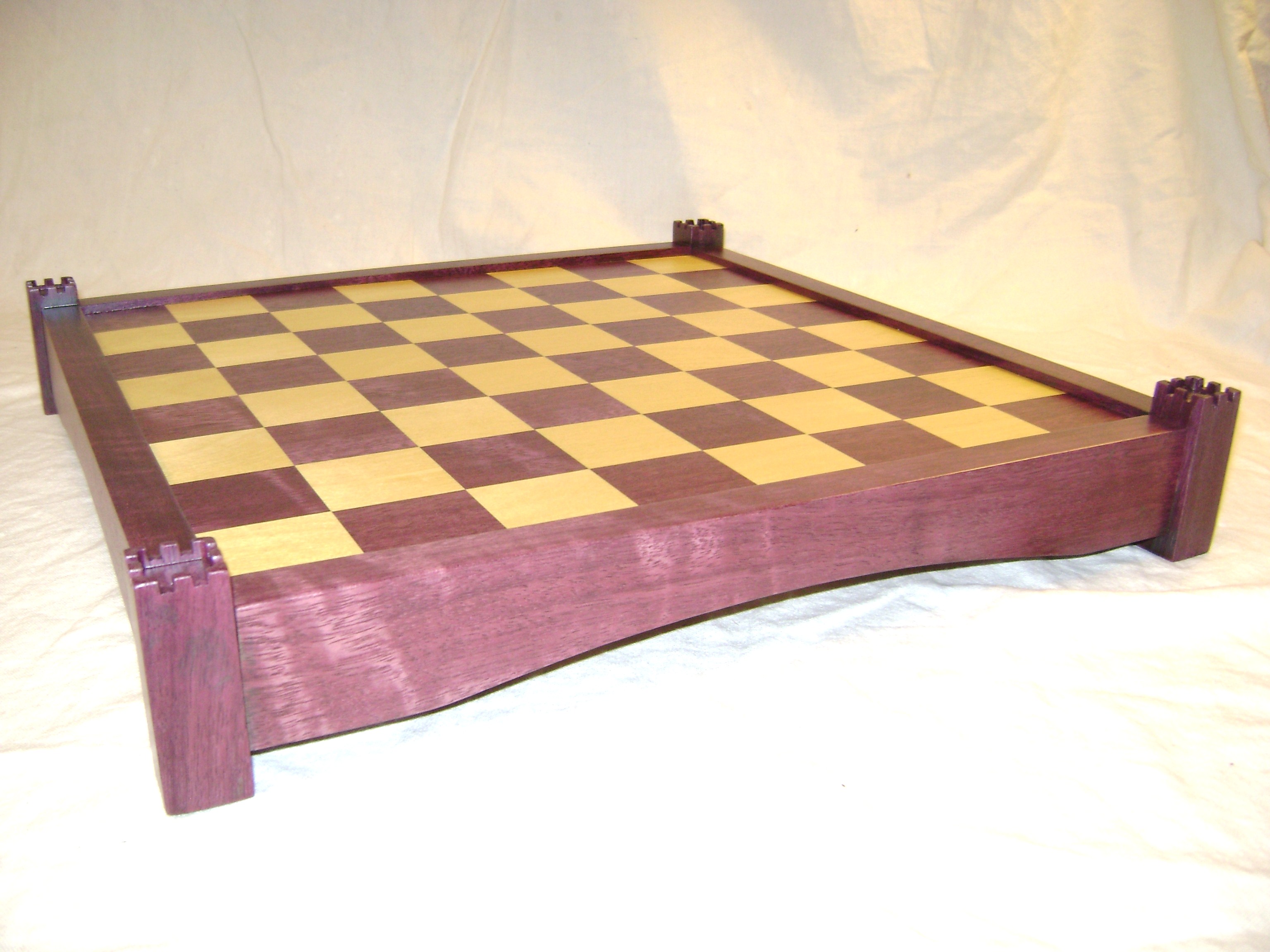 Handmade Chess Board, Wooden, 3 in one