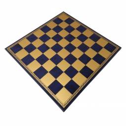 15 1/2" Blue & Gold Italian Leatherette Chess Board w/ 1 3/4" Squares