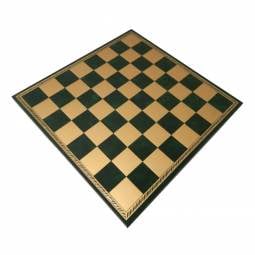 15 1/2" Green & Gold Italian Leatheretted Chess Board w/ 1 3/4" Squares
