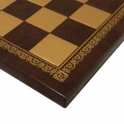15 1/2" Brown and Gold Italian Leatherette Chess Board