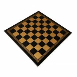 13" Gold & Black Italian Leatherette Chess Board w/ 1 3/8" Squares